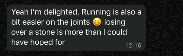 Client testimonial - delighted with results, lost over a stone