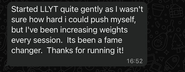 Client testimonial - increasing weights every session, game changer